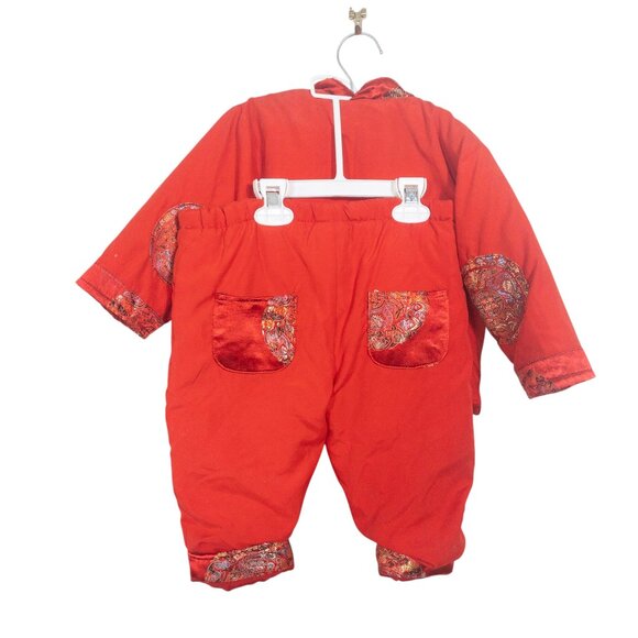 Baby Chinese Traditional Outfit 1 Year Old Red Gold Dragon - Picture 2 of 14